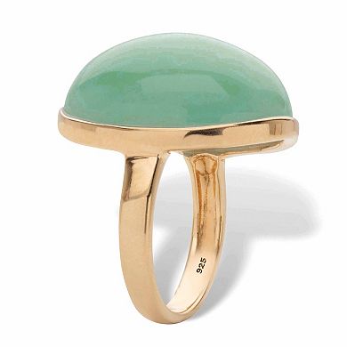 Oval-Cut Genuine Green Jade 14k Gold-plated Sterling Silver Cabochon Ring