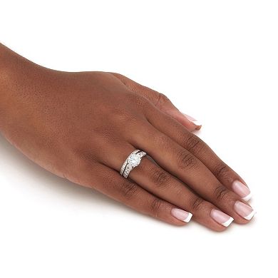 2.82 TCW Round Cubic Zirconia Platinum-plated Sterling Silver Bridal Ring Set
