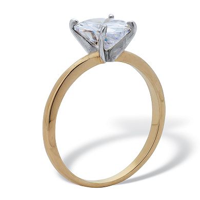 2.4 TCW Pear Cut Cubic Zirconia 18k Gold-Plated Solitaire Engagement Ring