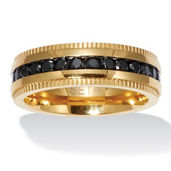 .92 TCW Men's Black Cubic Zirconia Gold Ion-Plated Stainless Steel Eternity Ring