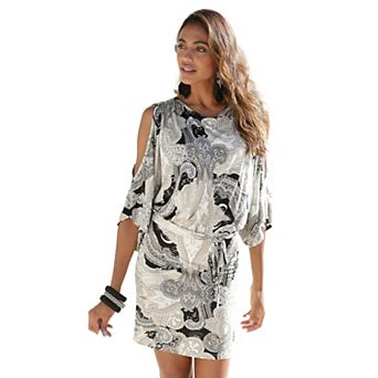 Lascana Women's Patterned Cold Shoulder Dress
