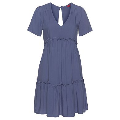 Lascana Women's V-Neck Ruffle Dress
