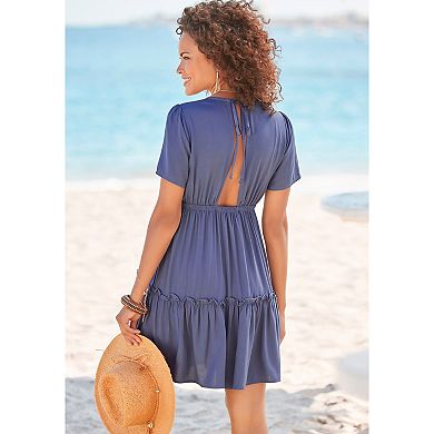 Lascana Women's V-Neck Ruffle Dress