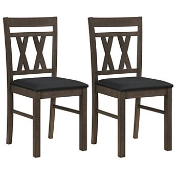 Costway Dining Chairs Set with Solid Rubber Wood Frames for Dining Room, Living Room