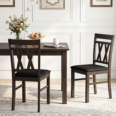 Costway Dining Chairs Set with Solid Rubber Wood Frames for Dining Room, Living Room