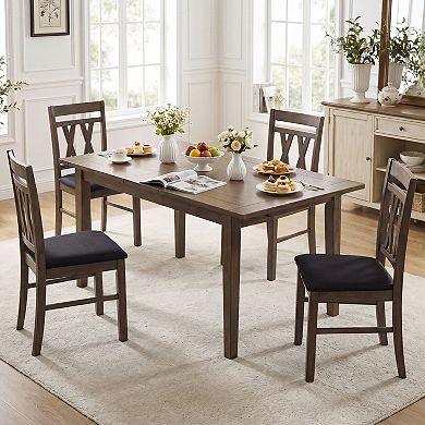 Costway Dining Chairs Set with Solid Rubber Wood Frames for Dining Room, Living Room