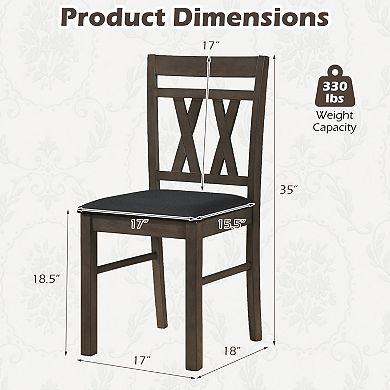 Costway Dining Chairs Set with Solid Rubber Wood Frames for Dining Room, Living Room