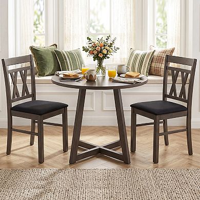 Costway Dining Chairs Set with Solid Rubber Wood Frames for Dining Room, Living Room
