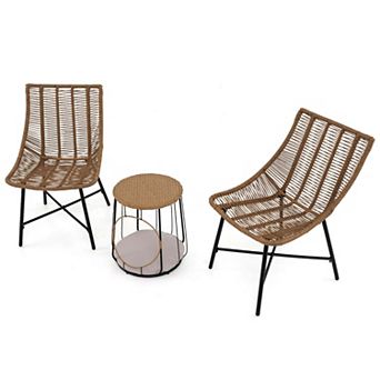 Costway 3 pc Outdoor Furniture Set with Pet House & Heavy Duty Metal Frame