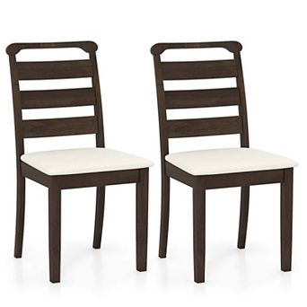 Costway Modern Dining Chair Upholstered Farmhouse Chairs with Rubber Wood Frame