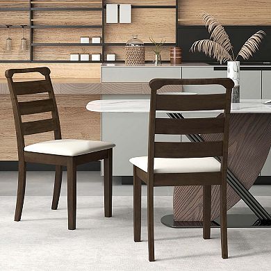 Costway Modern Dining Chair Upholstered Farmhouse Chairs with Rubber Wood Frame