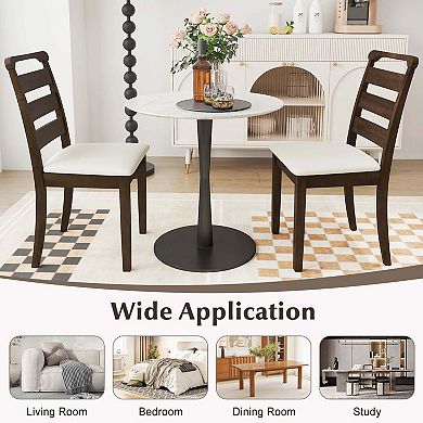 Costway Modern Dining Chair Upholstered Farmhouse Chairs with Rubber Wood Frame