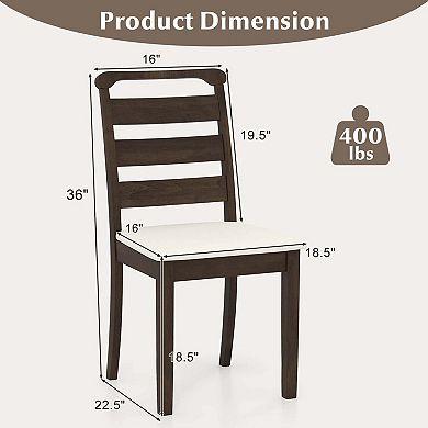 Costway Modern Dining Chair Upholstered Farmhouse Chairs with Rubber Wood Frame