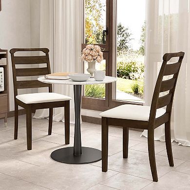 Costway Modern Dining Chair Upholstered Farmhouse Chairs with Rubber Wood Frame