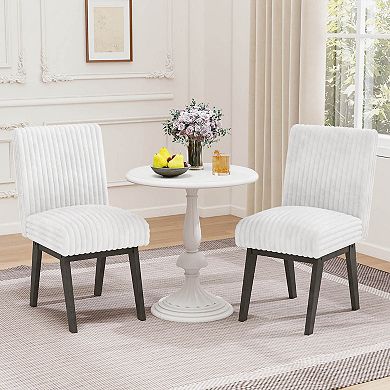 Costway Dining Chairs Set with Padded Seat, Rubber Wood Legs & Channel Tufted Backrest