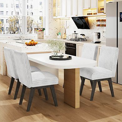 Costway Dining Chairs Set with Padded Seat, Rubber Wood Legs & Channel Tufted Backrest