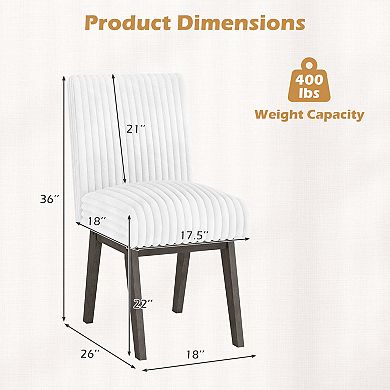 Costway Dining Chairs Set with Padded Seat, Rubber Wood Legs & Channel Tufted Backrest