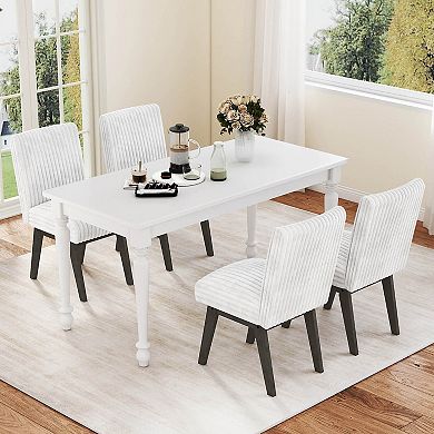 Costway Dining Chairs Set with Padded Seat, Rubber Wood Legs & Channel Tufted Backrest