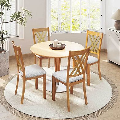 Costway 2 PCS Linen Fabric Upholstered Kitchen Armless Chairs with Rubber Wood Frame