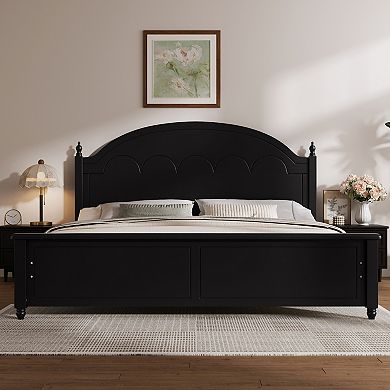 Merax Wooden Bed Frame with Arched Headboard