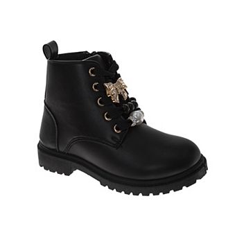 Kensie Girl Patent Combat Boots Girls Lace-Up Fashion Side Zip Ankle Boots (Little Kid/Big Kid)