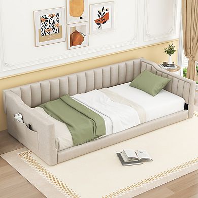 Merax Upholstery Daybed and Side Storage pocket