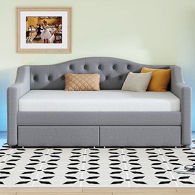 Merax Upholstered Daybed with LED Belt and 2 Drawers