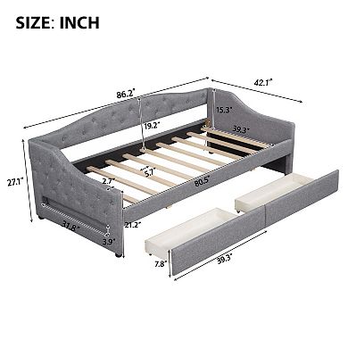 Merax Upholstered Daybed with LED Belt and 2 Drawers