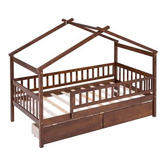 Merax Upholstered Platform Bed with 2 Drawers and 1 Twin XL Trundle