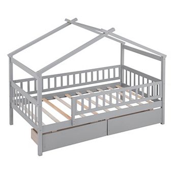 Merax Upholstered Platform Bed with 2 Drawers and 1 Twin XL Trundle