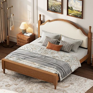 Merax Wood Platform Bed with Upholstered Headboard