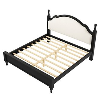 Merax Wood Platform Bed with Upholstered Headboard