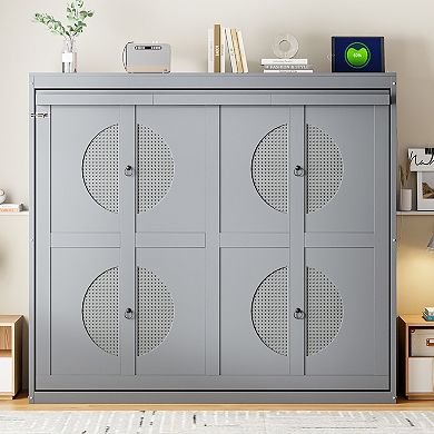 Merax Wall Murphy Bed with Cabinet Foldable Space Saving Bed