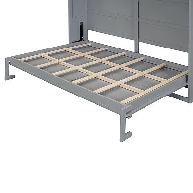 Merax Wall Murphy Bed with Cabinet Foldable Space Saving Bed
