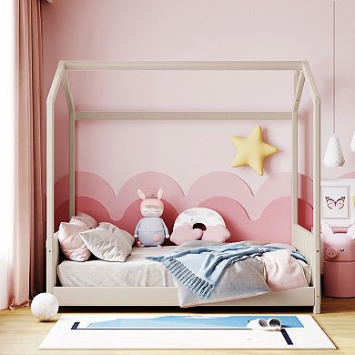 Merax Velvet House Bed Wood Bed