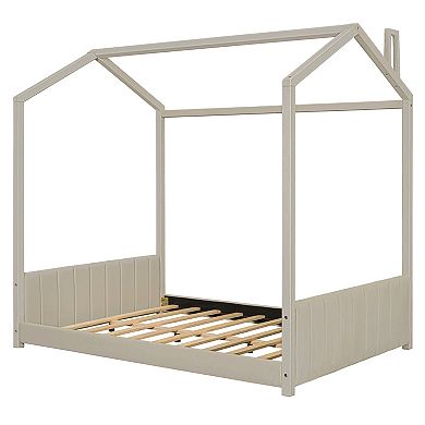 Merax Velvet House Bed Wood Bed