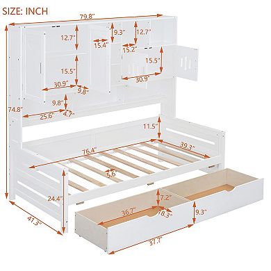 Merax Twin Size Wooden Daybed With 2 Drawers