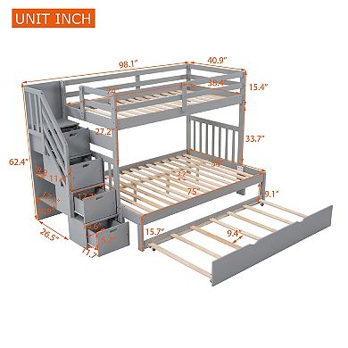 Merax Twin over Full Bunk Bed with Twin Size Trundle