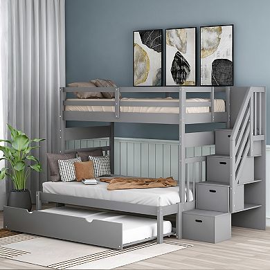 Merax Twin over Full Bunk Bed with Twin Size Trundle