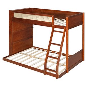 Merax Twin over Full Bunk Bed with Shelf and LED