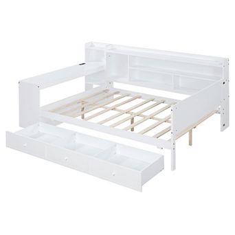 Merax Wooden Daybed With 3 Drawers, USB Ports and desk