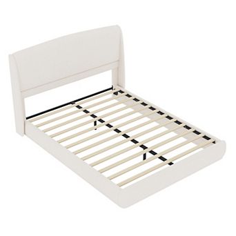 Merax Upholstered Queen Bed Frame with Wingback Headboard