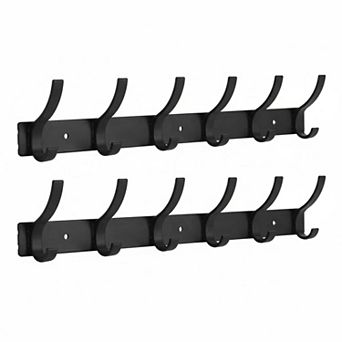 Wall Mount Coat Rack 12 Hooks Space Aluminum Heavy Duty Anti Scratch Multi Purpose Easy Install 2