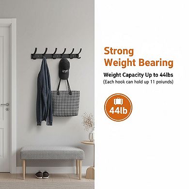 Wall Mount Coat Rack 12 Hooks Space Aluminum Heavy Duty Anti Scratch Multi Purpose Easy Install 2