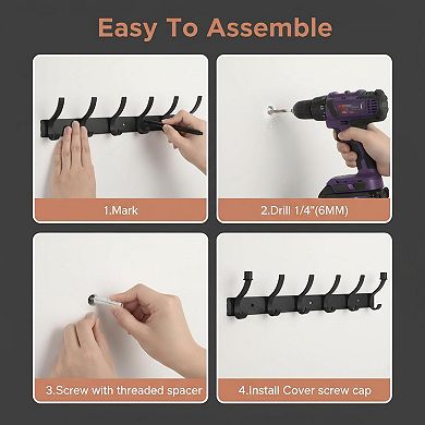 Wall Mount Coat Rack 12 Hooks Space Aluminum Heavy Duty Anti Scratch Multi Purpose Easy Install 2