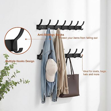 Wall Mount Coat Rack 12 Hooks Space Aluminum Heavy Duty Anti Scratch Multi Purpose Easy Install 2