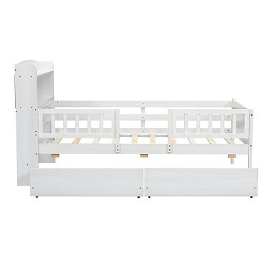 Merax Wood Twin Size Platform Bed with Built-in LED Light