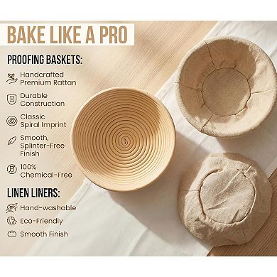Banneton Bread Proofing Basket 9 Inch 12 Piece Sourdough Kit
