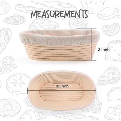 Bread Proofing Baskets Set of 2 Oval Shaped with Liners