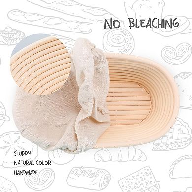 Bread Proofing Baskets Set of 2 Oval Shaped with Liners